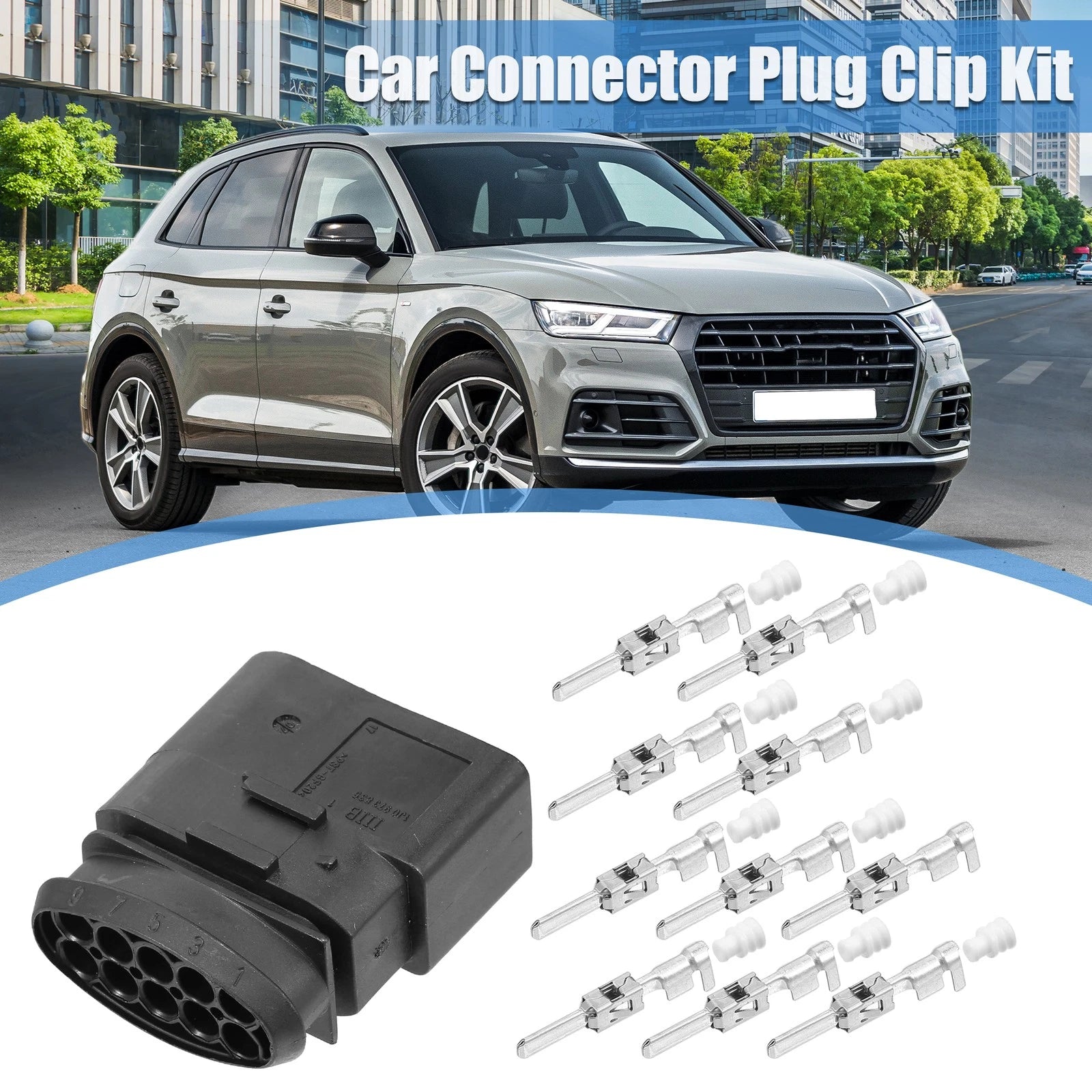 Set of 1 No.1J0973835 Headlight 10 Pin Plug Connector for VW Audi Seat