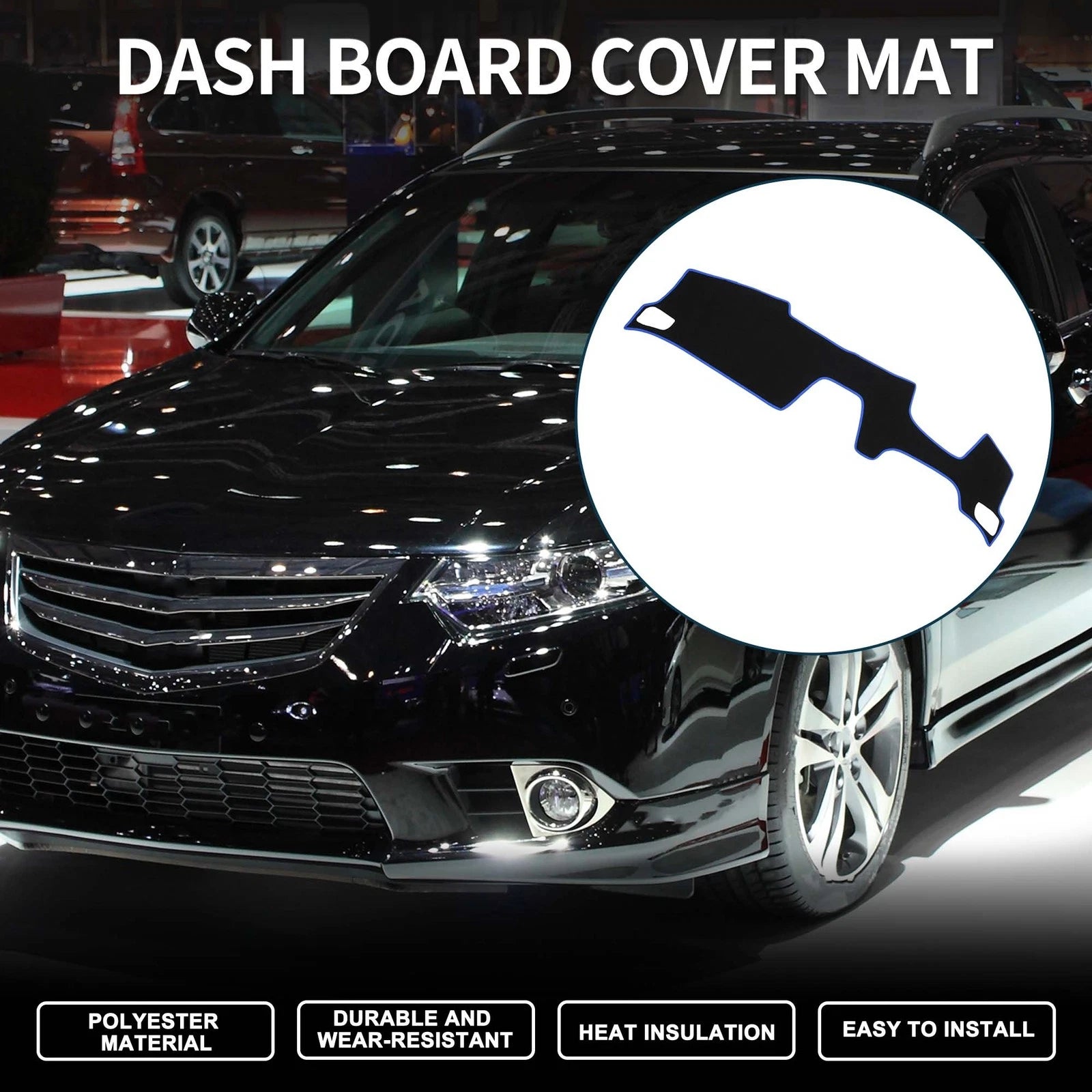 Dashboard Cover Mat for Honda Accord (2018–2023) Black Blue