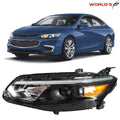 Headlight for Chevy Malibu (2016–2018) Halogen Black Clear Driver Side