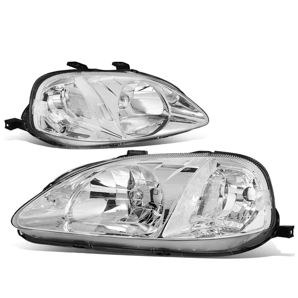 Chrome Housing Headlight + Clear Corner + Smoked LED Fog Light Kit for Honda Civic EK/EJ (1999–2000)