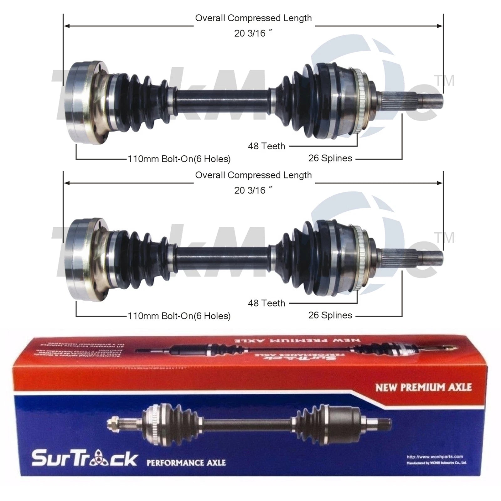 Set of 2 Front CV Axle Shafts for Lexus ES250, Toyota Camry, Celica