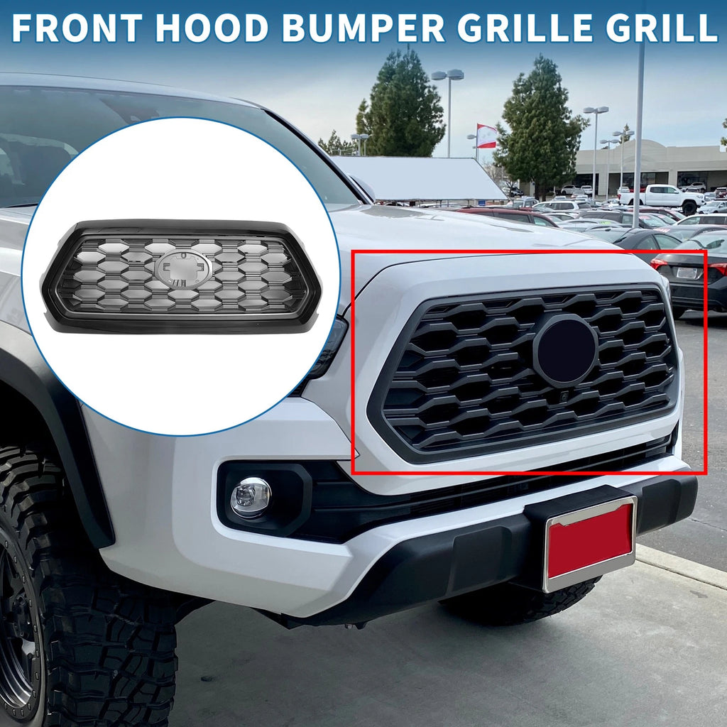 Front Hood Bumper Grille for Toyota Tacoma (2021–2023) Black Deep Gray