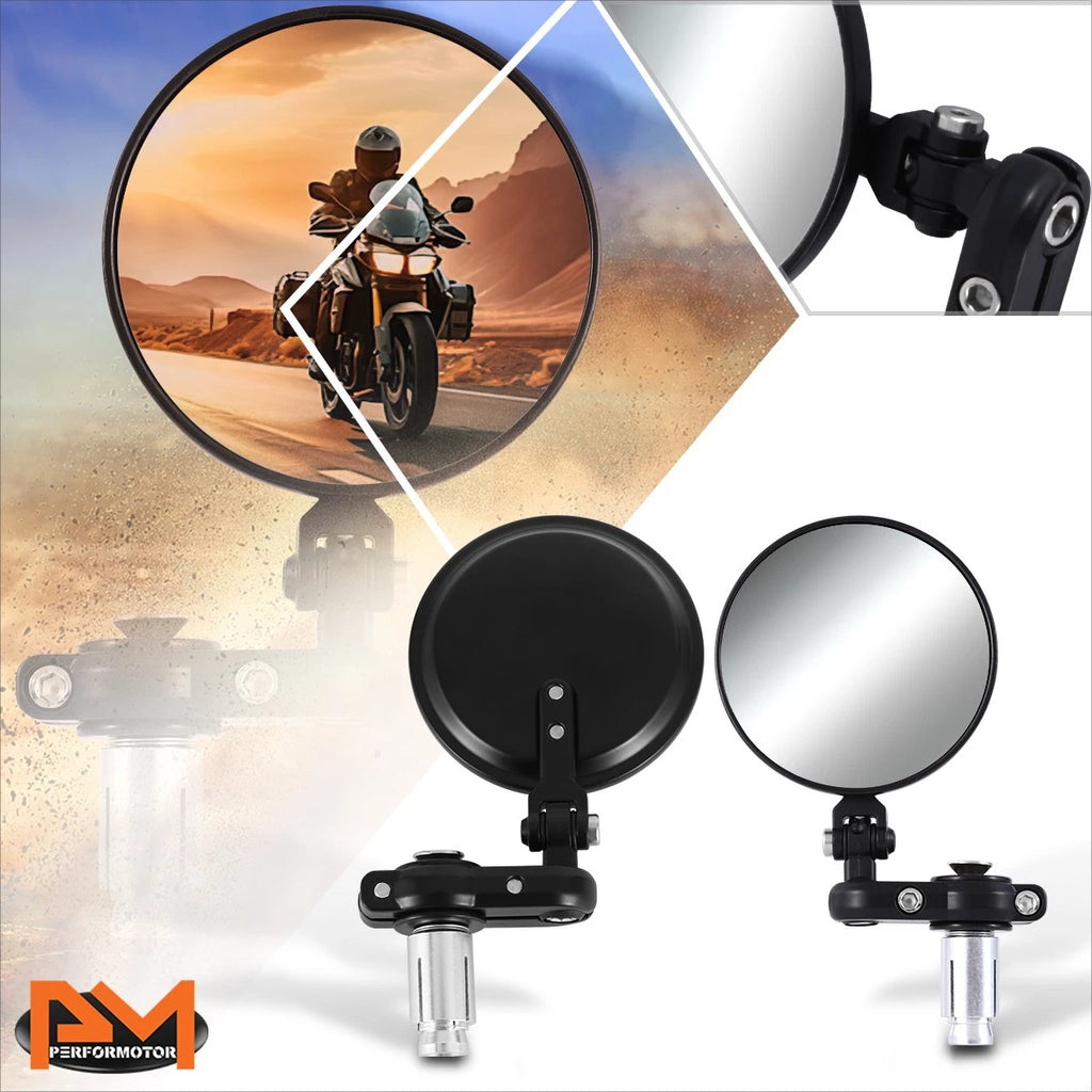 3" Round Convex Rear View Side Mirror for Naked Bike Cruiser (Universal)