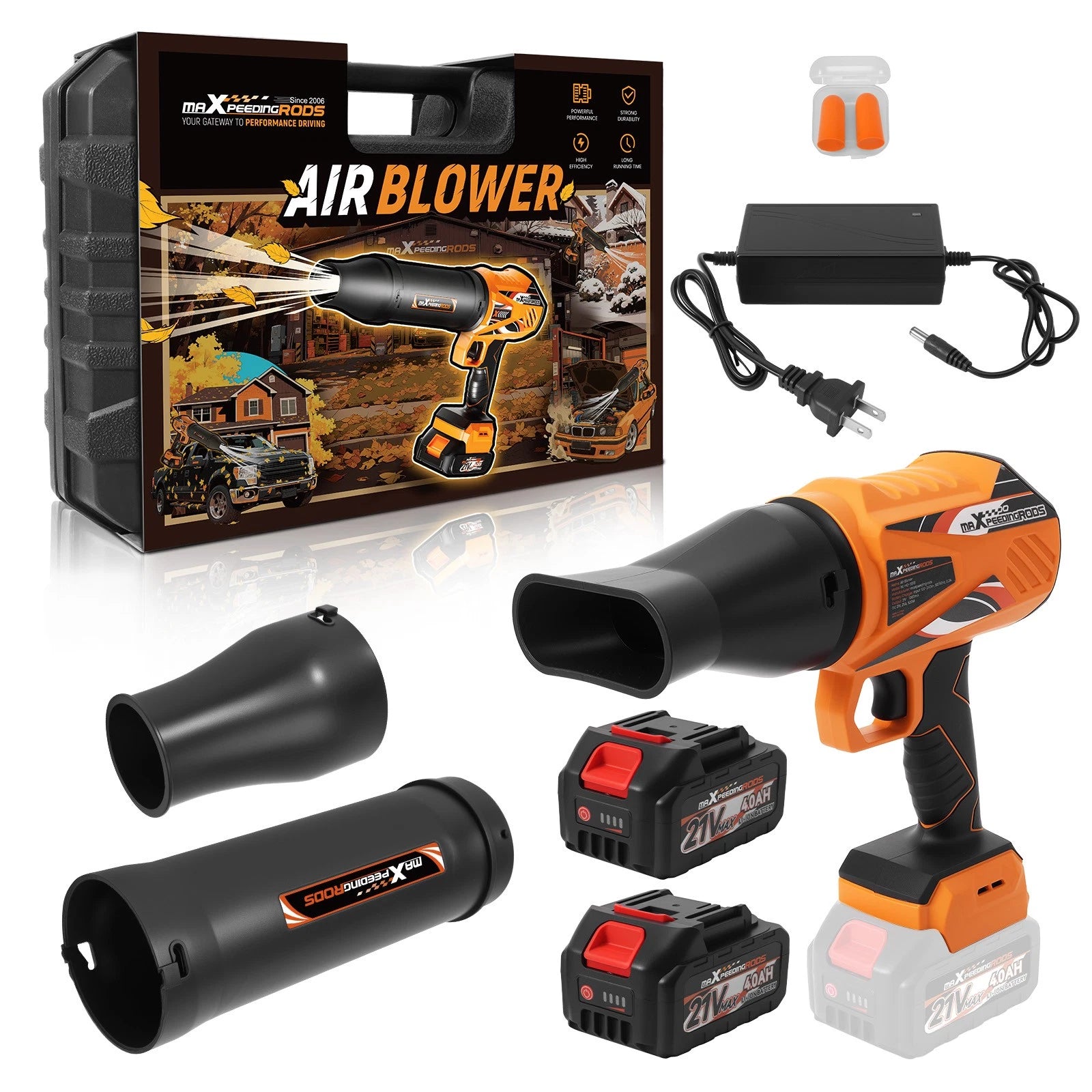 Cordless Leaf Blower for Universal Use (Variable Speed, 2 Batteries)