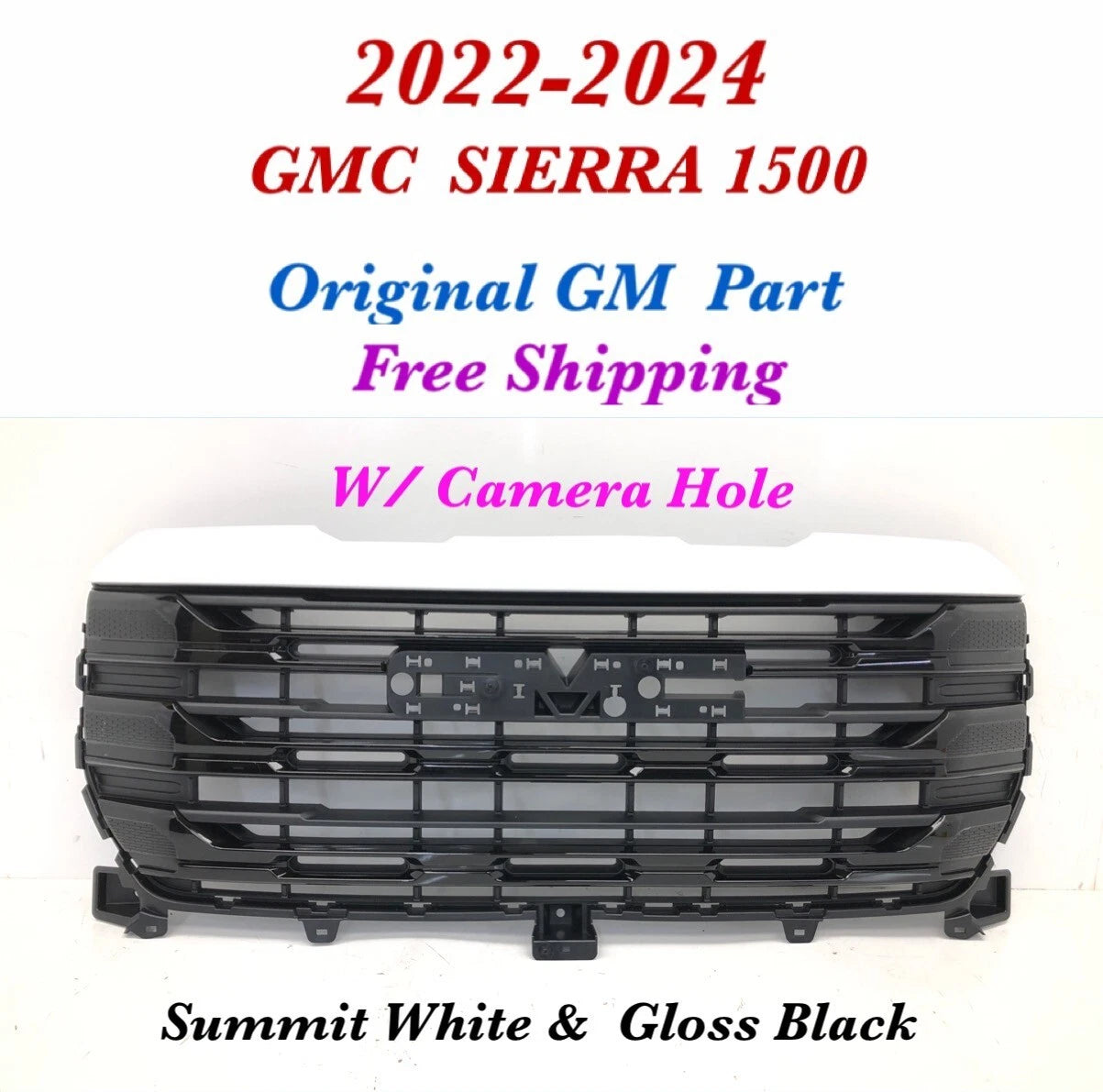 Front Upper Grille for GMC Sierra 1500 (2022–2024) #53, Summit White