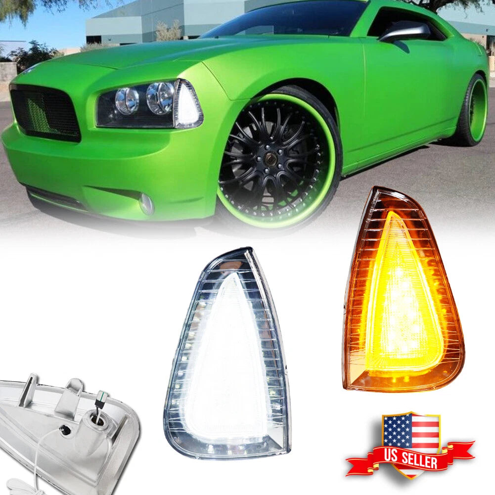 Clear Switchback LED Corner Parking Marker Lights for Dodge Charger (2006–2010)