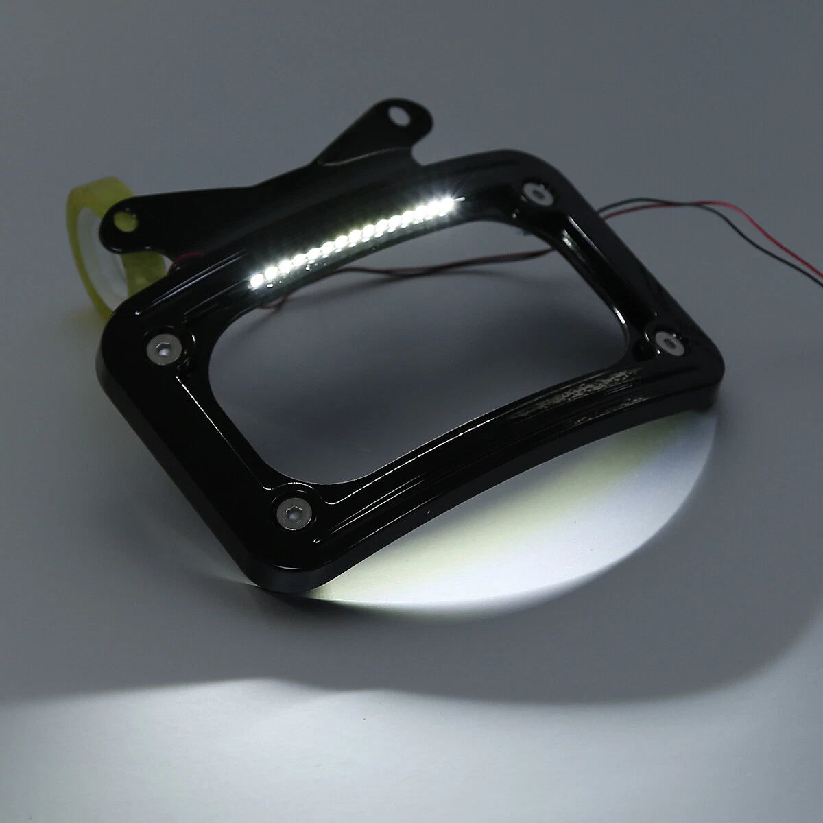 Curved License Plate Frame with LED Light for Harley Electra Glide (US)