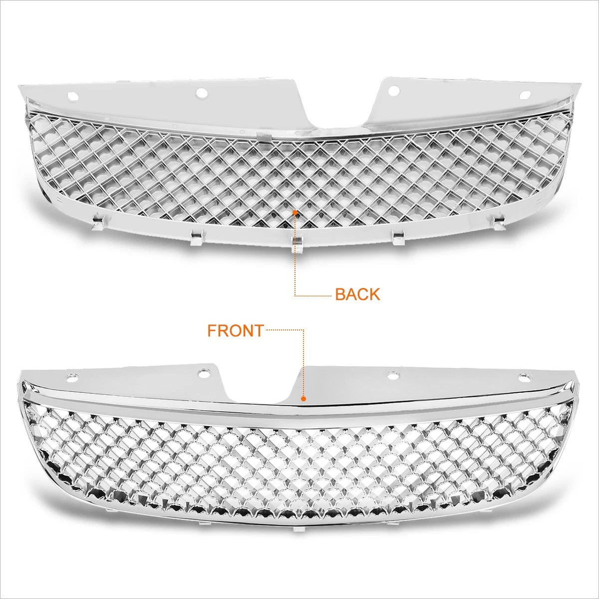 Diamond Mesh Front Bumper Grille for Chevy Malibu (1997–1999) Chrome