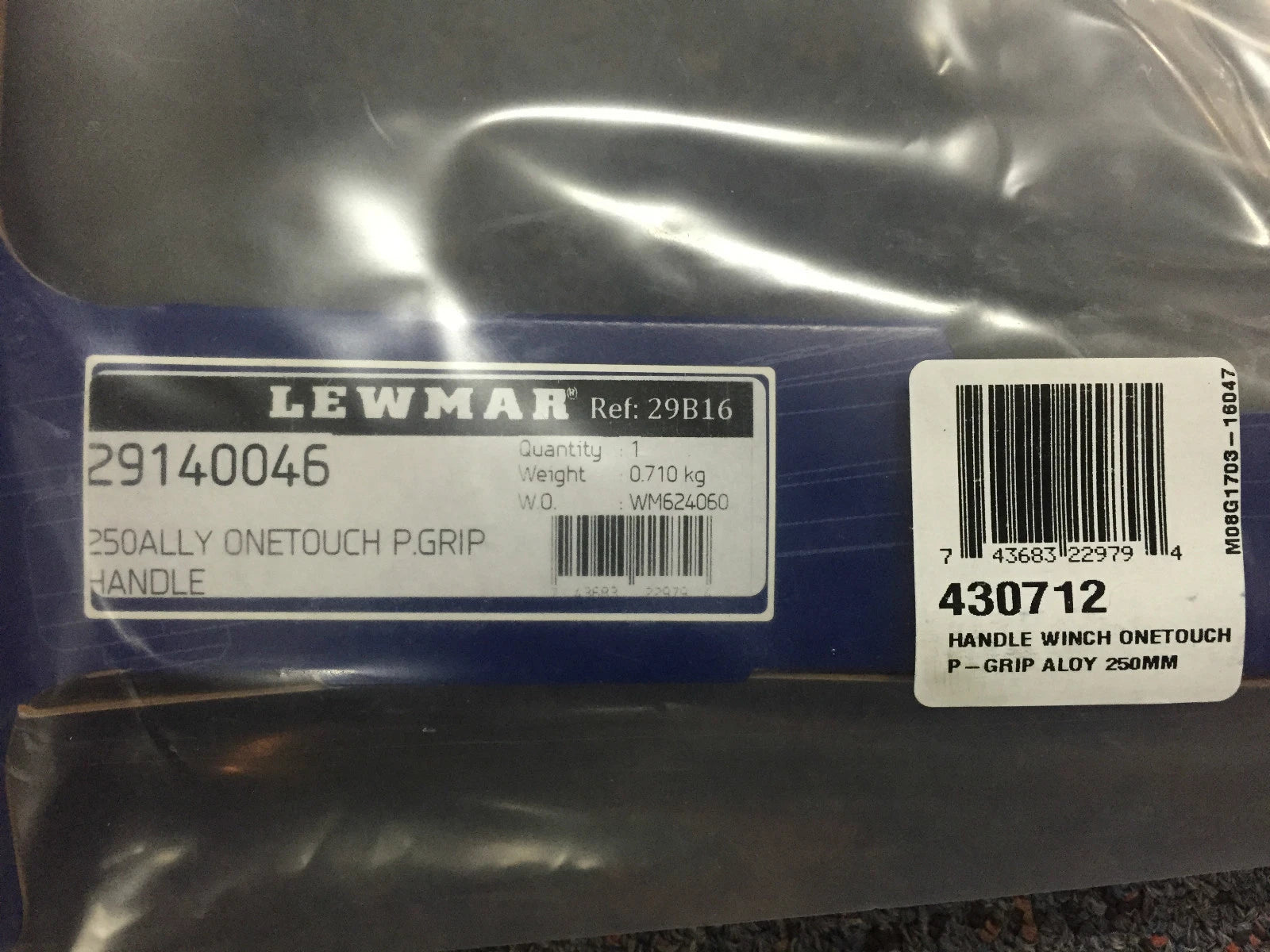 Lewmar One Touch Power Winch Handle 250mm Alloy P-Grip 29140046 for Sailing