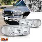 Upper Chrome Housing Headlight & Clear Side Corner Lamp for GMC Sierra/Yukon (1999–2007)
