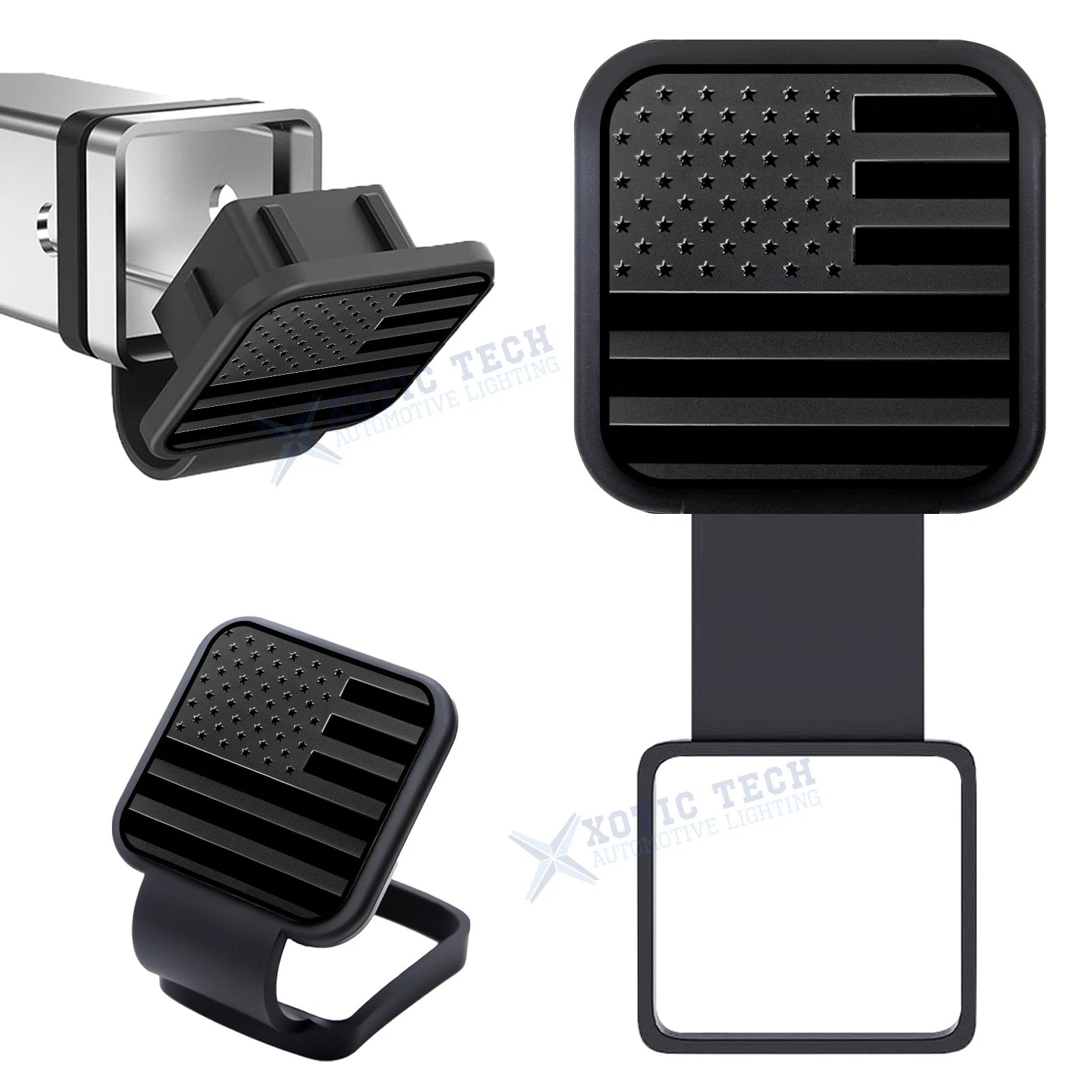 Universal Black Flag Tow Hitch Cover for 4-Way Flat Inserts (2") (–)