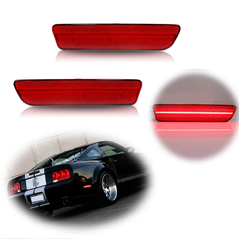 Set of 2 Red LED Rear Bumper Side Marker Lights for Ford Mustang