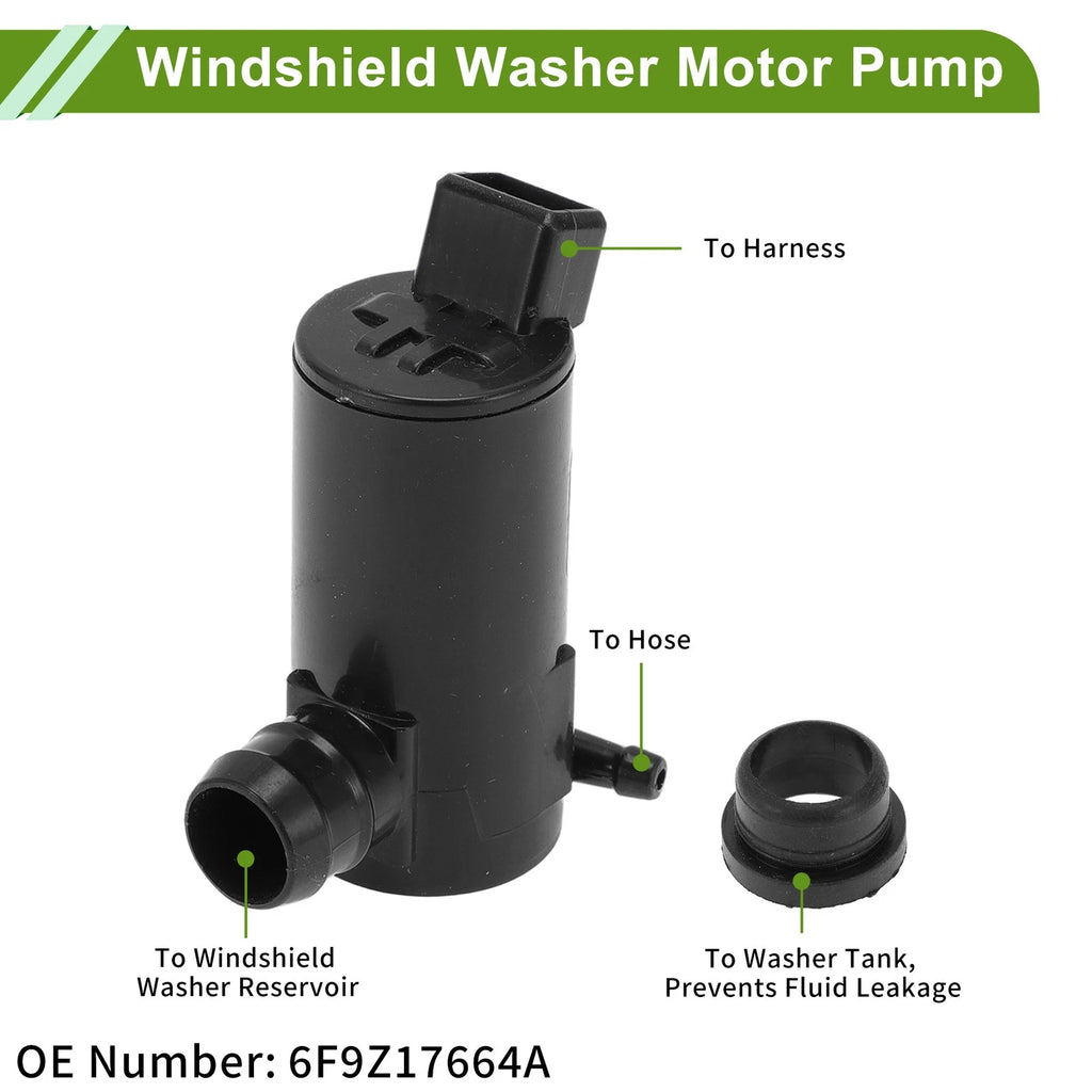 Windshield Washer Pump w/Grommet for Ford (No. 6F9Z17664A)