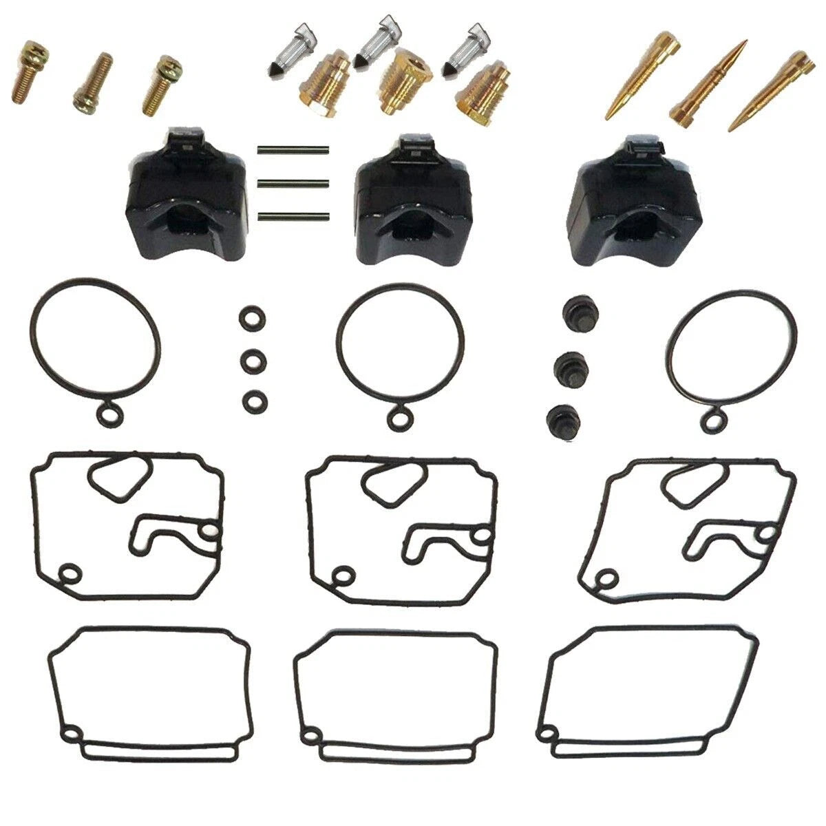 3-Pack Carburetor Rebuild Kit for Yamaha Outboard 2-Stroke (1989–2009) 40Hp/50Hp