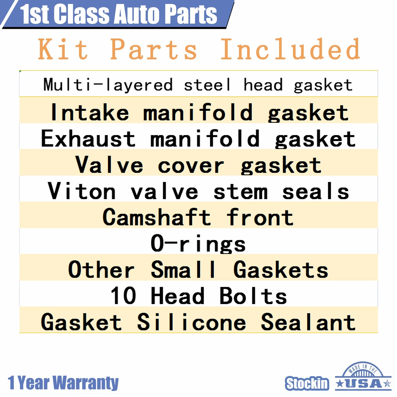 Head Gasket Set with 10 Bolts for Chevrolet Aveo 2004-2005
