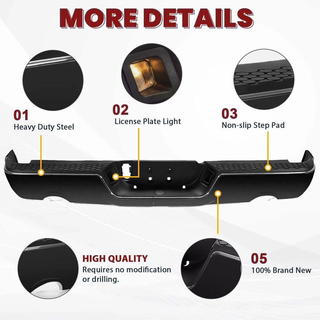 Rear Step Bumper for Dodge RAM 1500 (2009–2018) Gloss Black