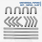 16Pcs 2.25" OD Mild Steel Mandrel Bend Exhaust System Pipes for Universal Fit