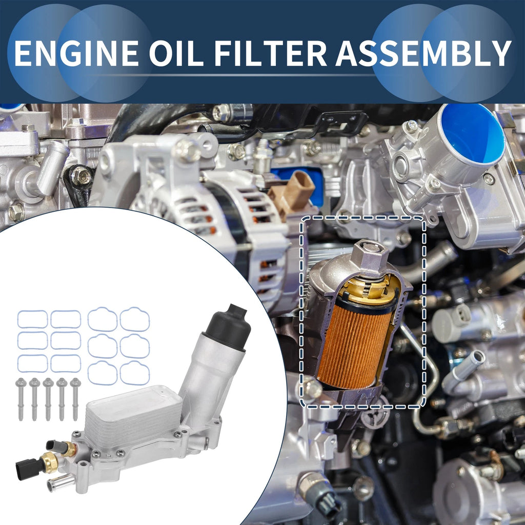 Engine Oil Cooler Filter Housing Set with Gaskets for Chrysler 200 (2011–2014) No. 68105583AF