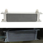 10 Row Aluminum Engine Transmission Oil Cooler Kit with 10AN Hose End Fittings