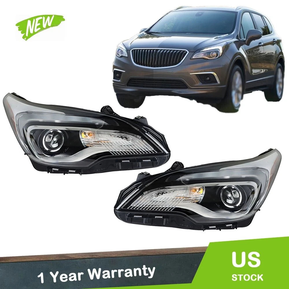Headlight Set for Buick Envision (2016–2020) Halogen w/LED DRL Left+Right