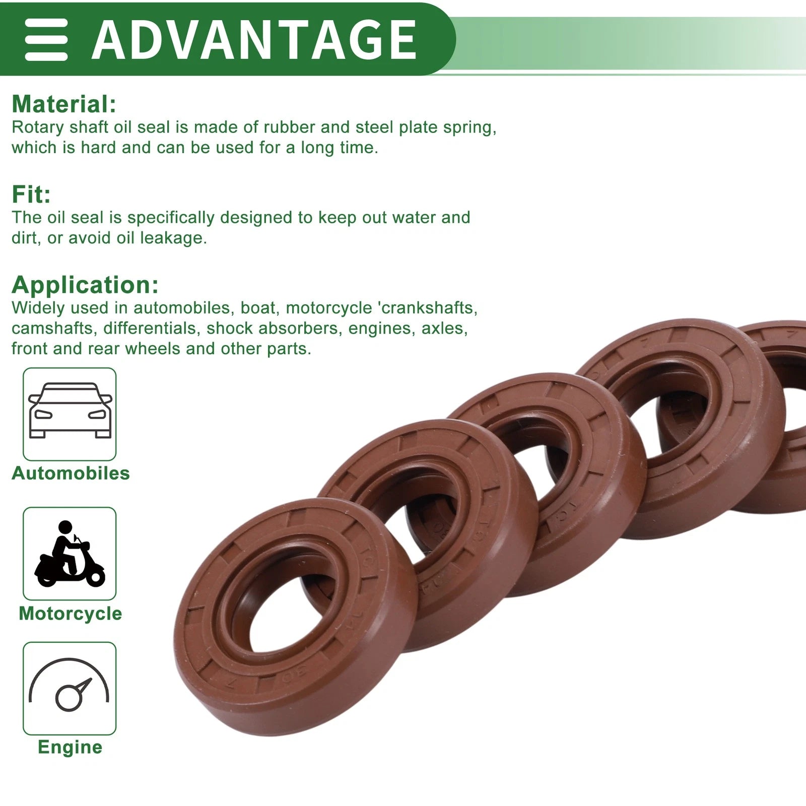 Set of 5 Oil Seal Rotary Shaft Seal 14x30x7mm for Various Models