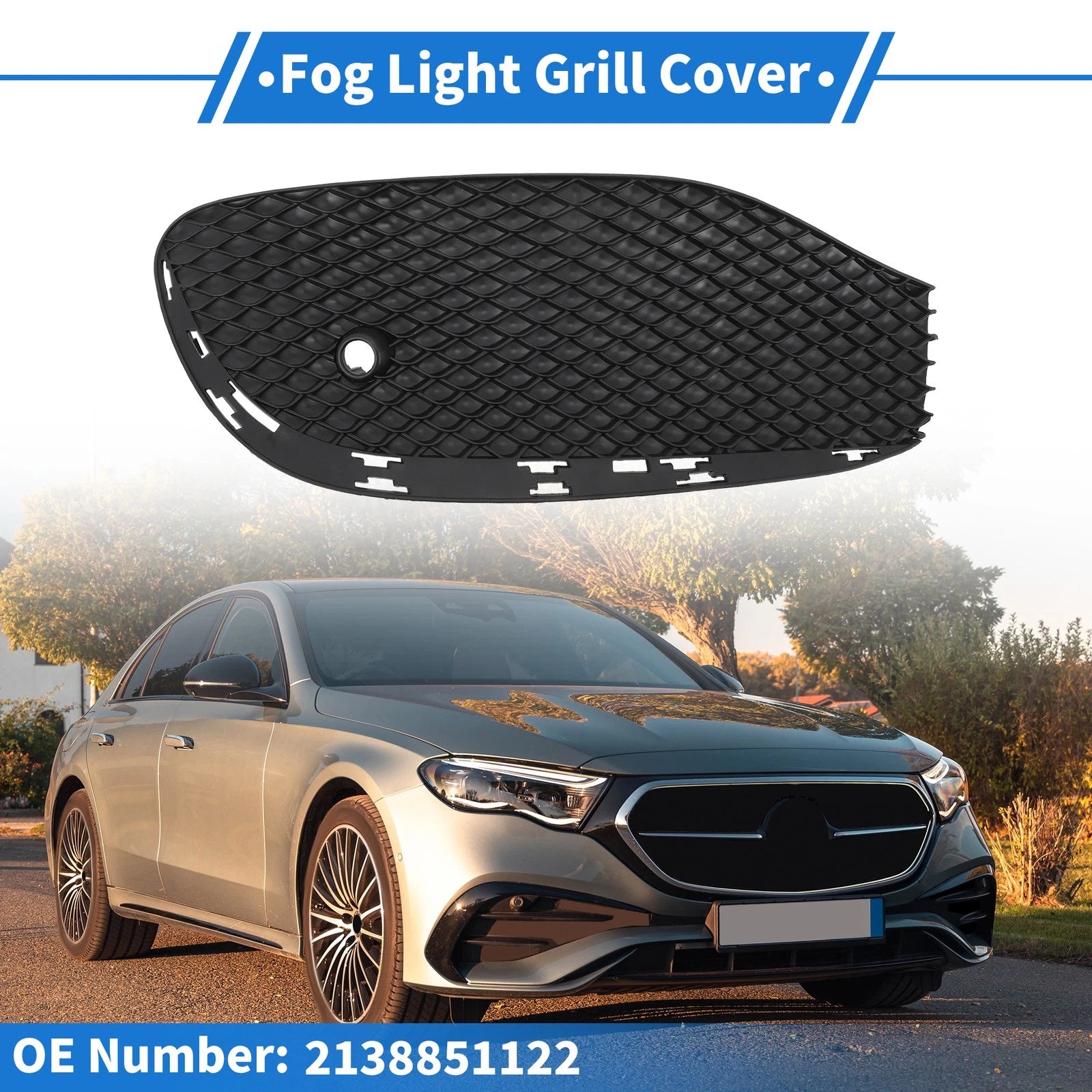 1 Pc Fog Light Grill for Mercedes-Benz (2014–2018) No. 2138851122 Black