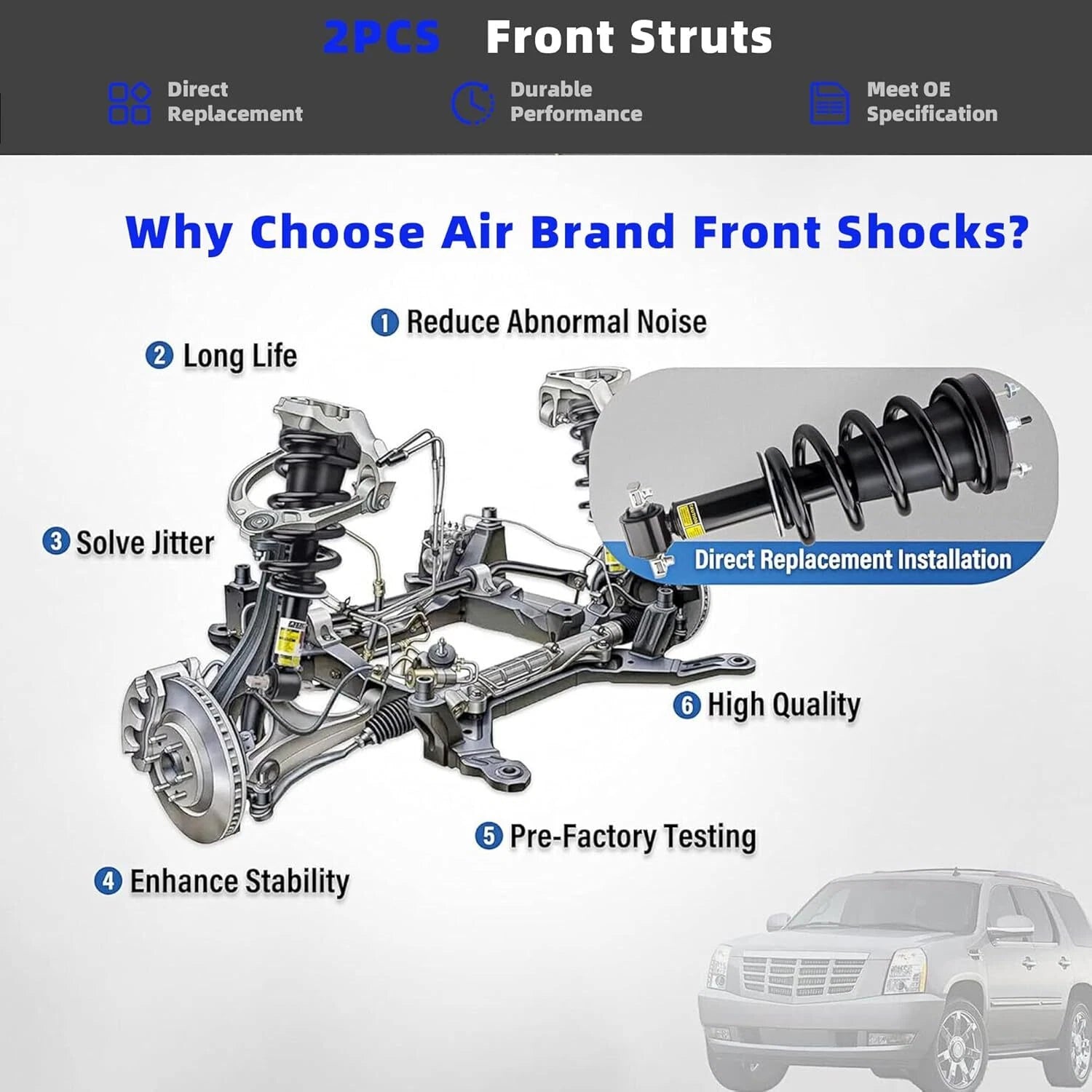 2X Front Shock Struts MagneRide for Cadillac Escalade, Chevy Tahoe, GMC (2007–2014)