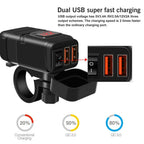 Dual USB Fast Charger Adapter for Motorcycle (LED, Waterproof)