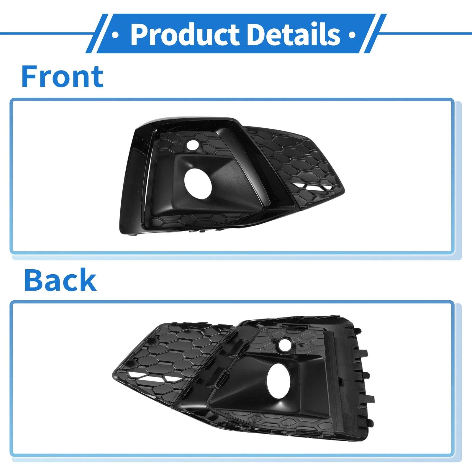 Front Right Fog Light Grill for Audi A5 (2021–2023) No. 8W6807682T, ABS Black
