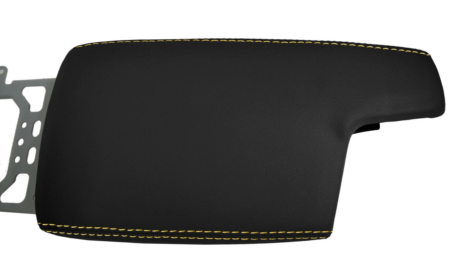 Leather Console Armrest Cover for Subaru Crosstrek (2018–2020) Black Yellow Stitch