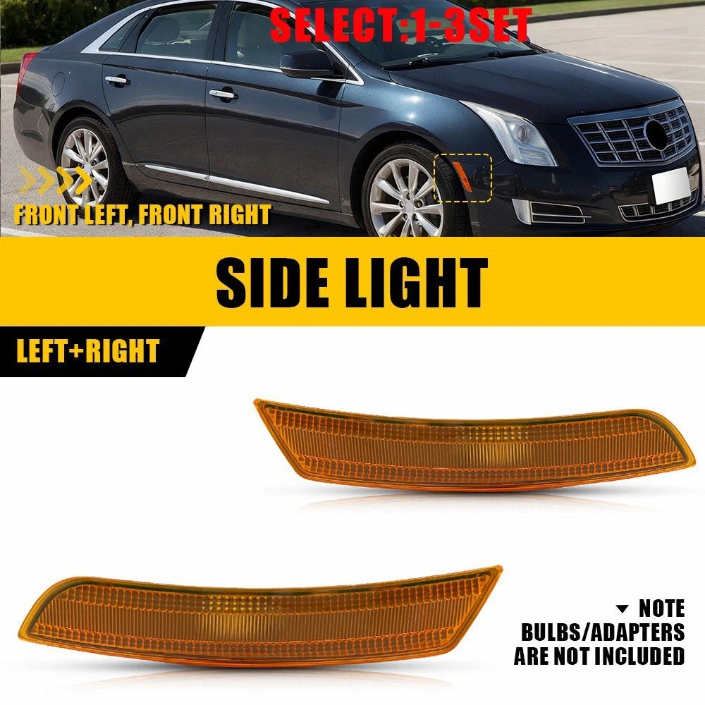 Set of 2 Amber Front Side Marker Light Lamp Housings for Cadillac XTS (2013–2017)