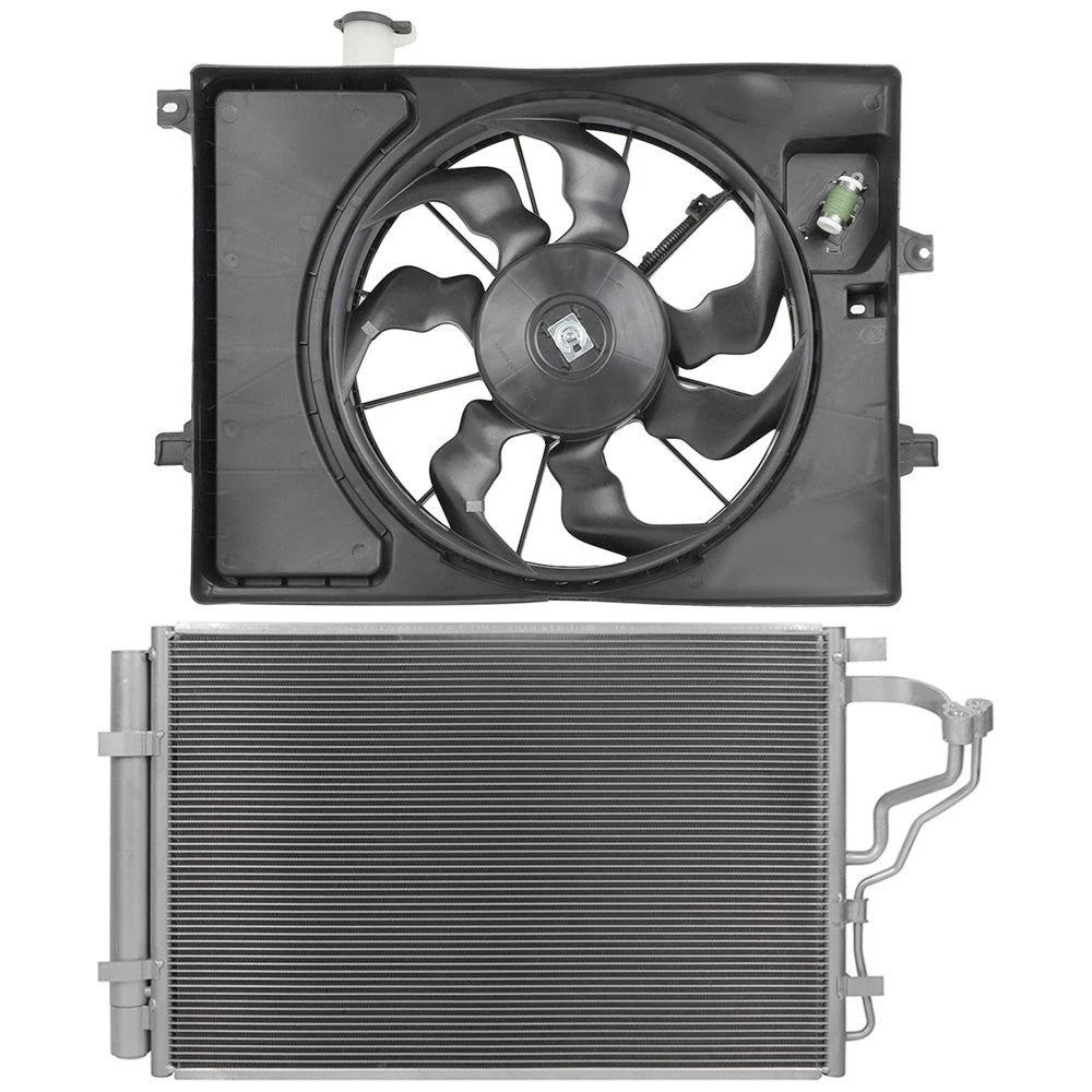 Electric AC Condenser Cooling Fan Kit for Kia Forte Hyundai Elantra (2015–2016)