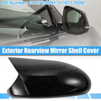 1 x Rear View Mirror Cover Shell with Back Adhesive for BMW Bright Black