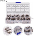 Fuse Kit Glass Tube 250V 6x30mm Assorted 72pcs Fast Blow