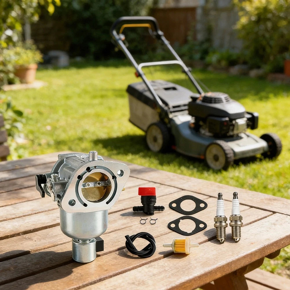 Carburetor with 2 Gaskets, 2 Clamps, 1 Switch, 1 Fuel Filter for Kawasaki Mowers