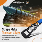 Set of 4 Heavy Duty Retractable Ratchet Tie Down Straps 1.5in x 15ft
