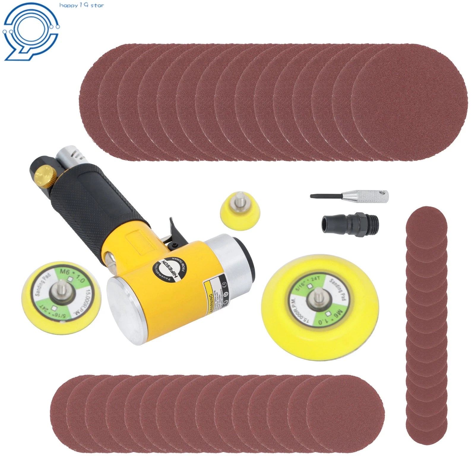 Mini Air Sander Set for Auto Body Work (1", 2", 3")