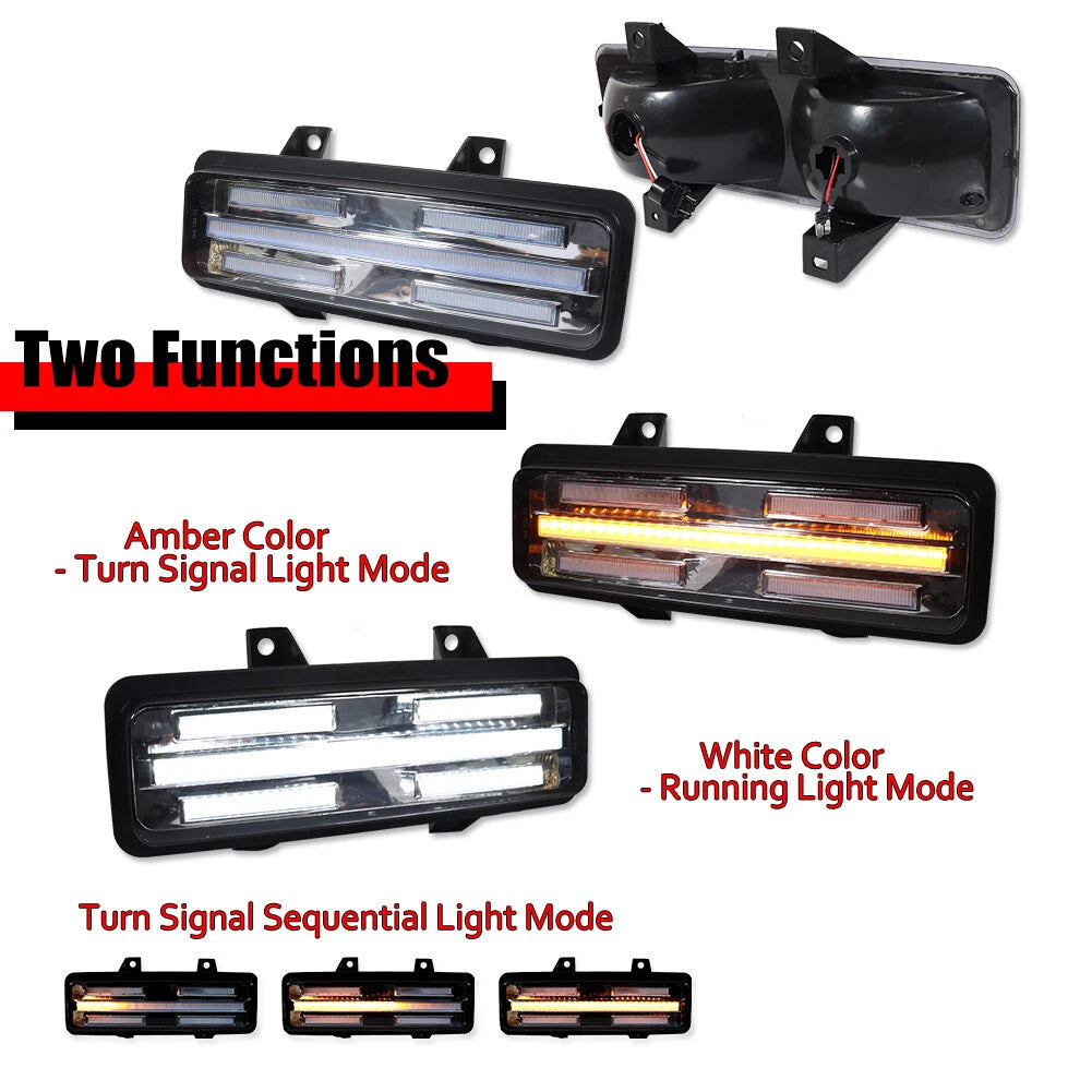 LED Front Turn Signal Lights Kit for Chevy GMC Van Jimmy Pickup Truck
