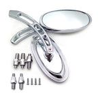 Oval Aluminum Chrome Mirror for Honda Kawasaki Suzuki Cruiser (All Years)