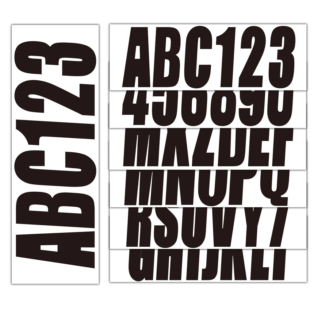 Set of 4 Decal A-Z & 0-9 Registration Stickers for Boat Black
