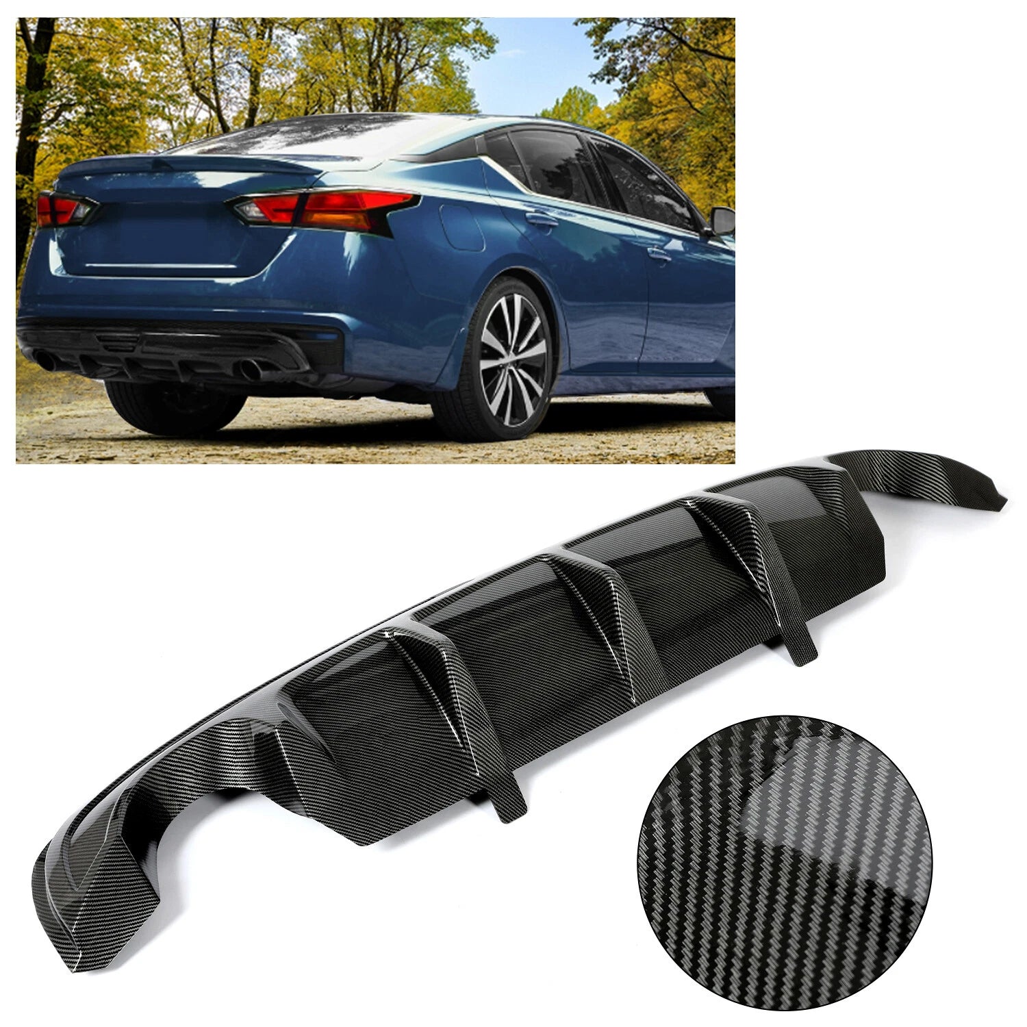 Rear Lower Diffuser Bumper for Nissan Teana Altima (2016–2019) Carbon Fiber