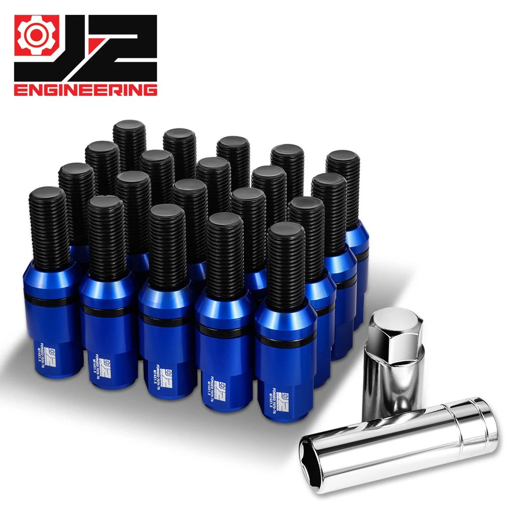 Set of 20 Closed End Lug Nuts M14x1.5 for J2 (Aluminum Blue)