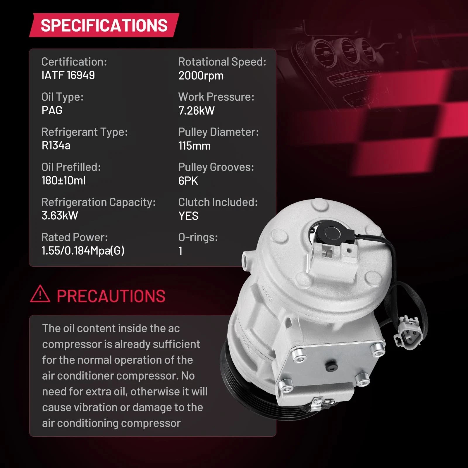 AC Compressor for Lexus LX470, Toyota Land Cruiser 4.7L (1998–2007)