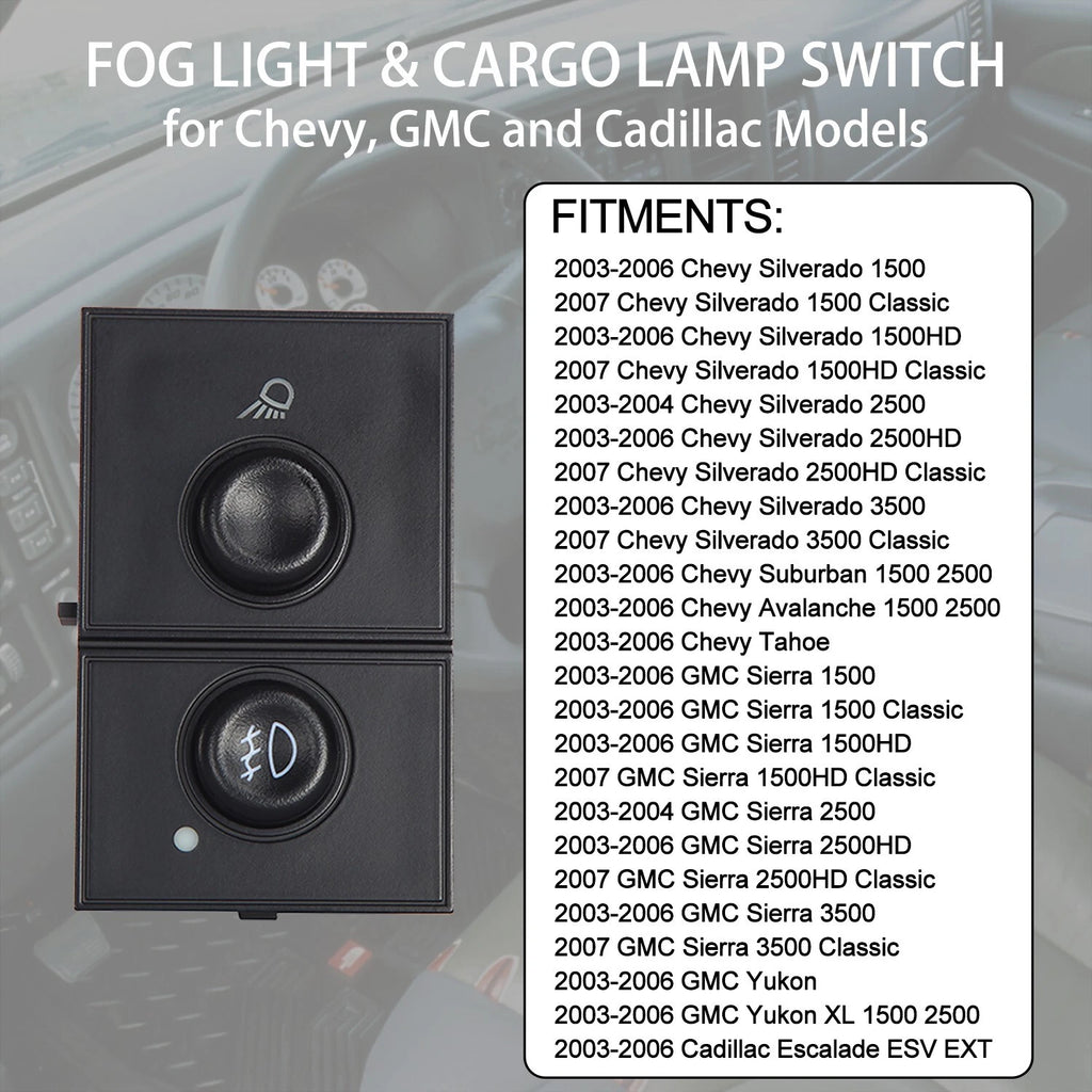 Fog Light Switch Button for Chevy Silverado Suburban GMC Sierra (2003-2007)