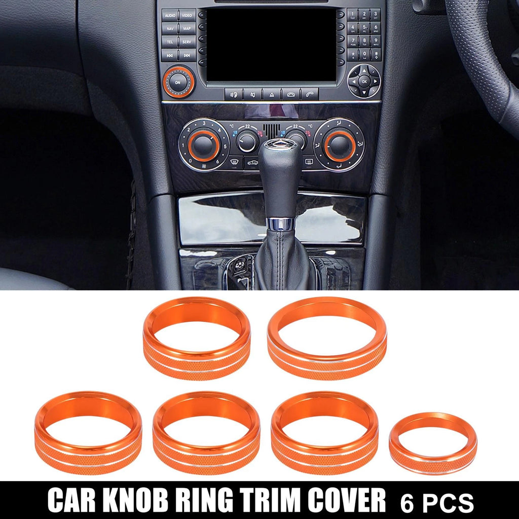 6X Orange Aluminium Alloy Knob Trim Ring Cover for Ford F150 (2016–2020)