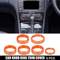 6X Orange Aluminium Alloy Knob Trim Ring Cover for Ford F150 (2016–2020)