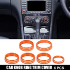 6X Orange Aluminium Alloy Knob Trim Ring Cover for Ford F150 (2016–2020)
