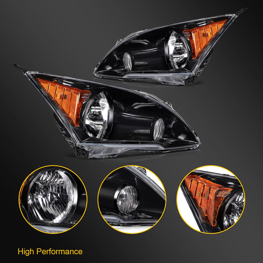 Headlight Assembly for Honda CR-V (2007–2011) Black Housing