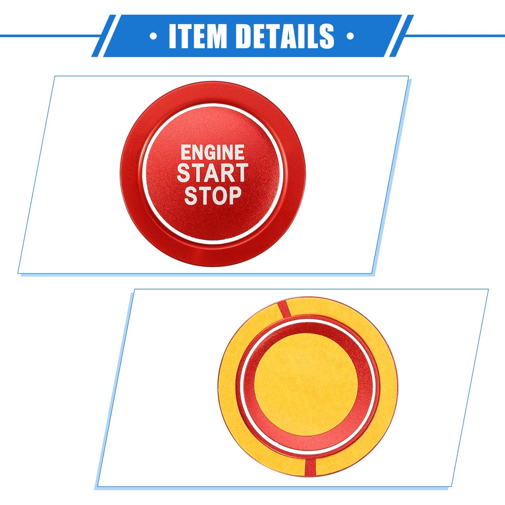 Engine Start Stop Button Cover Ring Kit for Toyota Highlander (2020–2022) Red