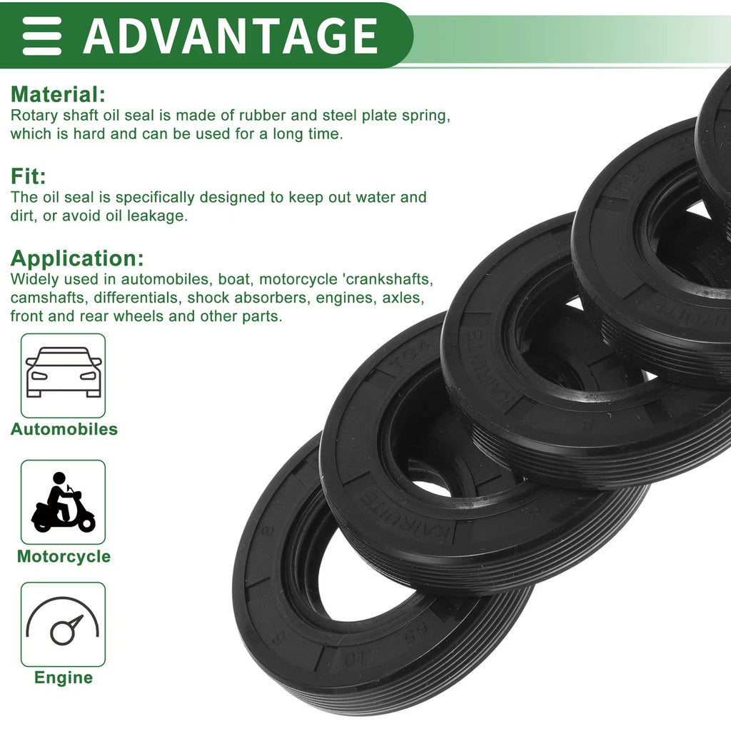 Set of 5 Oil Seal TG4 Lip Seal Ring NBR Rubber 30x55x10mm